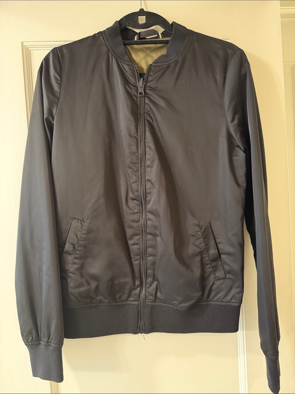 Black Bomber Jacket - Classic Zip Front